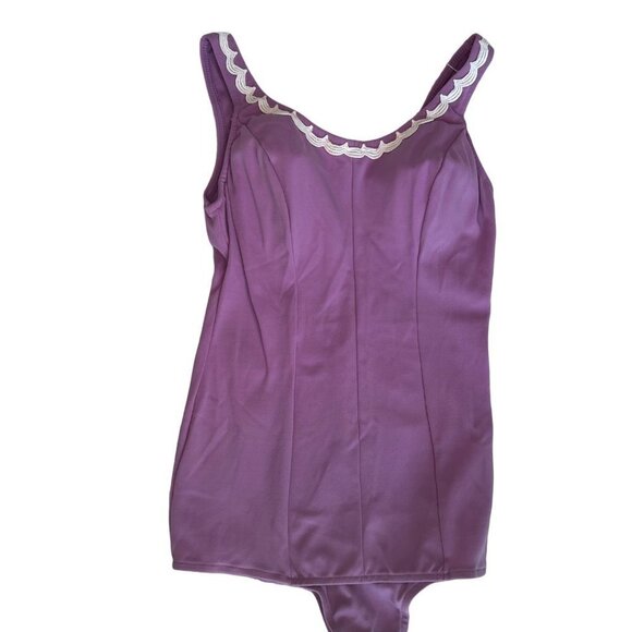 NWT Deadstock Vintage 60s or 70s Purple One Piece Swimsuit‎ by Roaman's size 40 - Picture 1 of 10